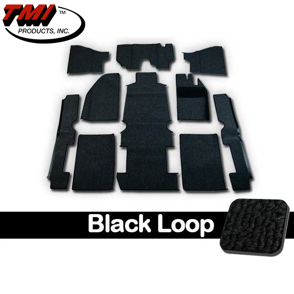 TMI Carpet Kit 10pc Bug 71-74 RHD W/O/Footrest Premium Black Loop W/binding 