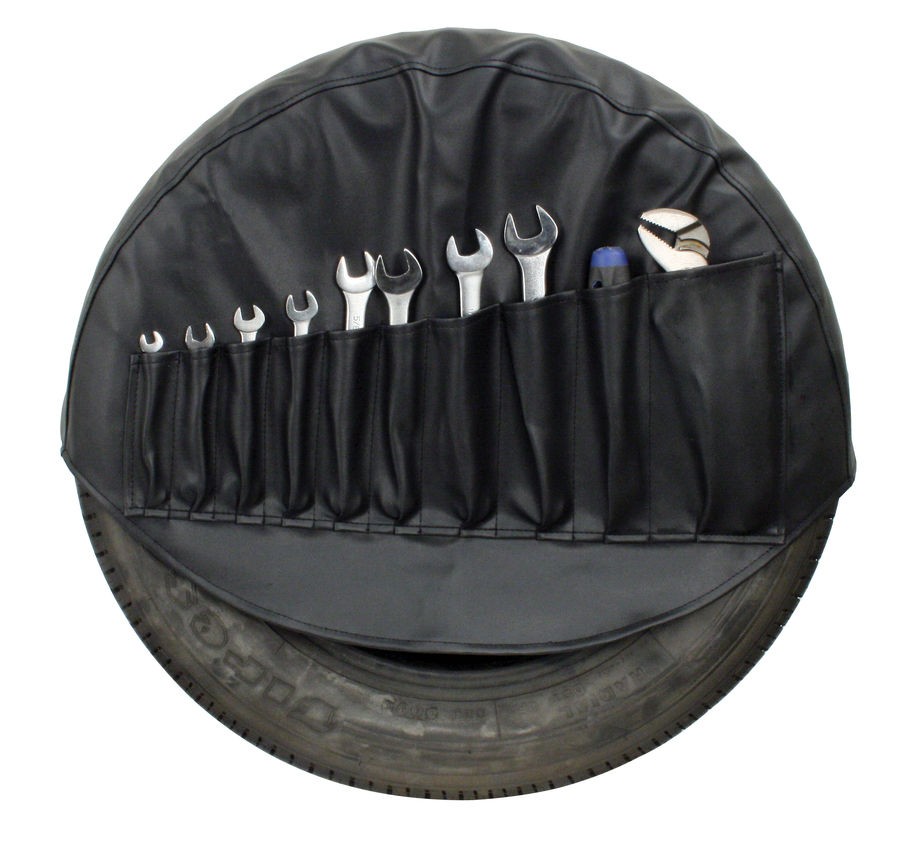 Spare tyre cover with built-in tool bag