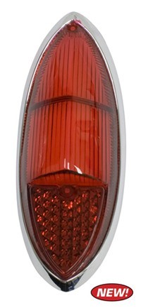 Tail Light Lens w/ Chrome Ring, Ghia 60-69, 100% Red, Each