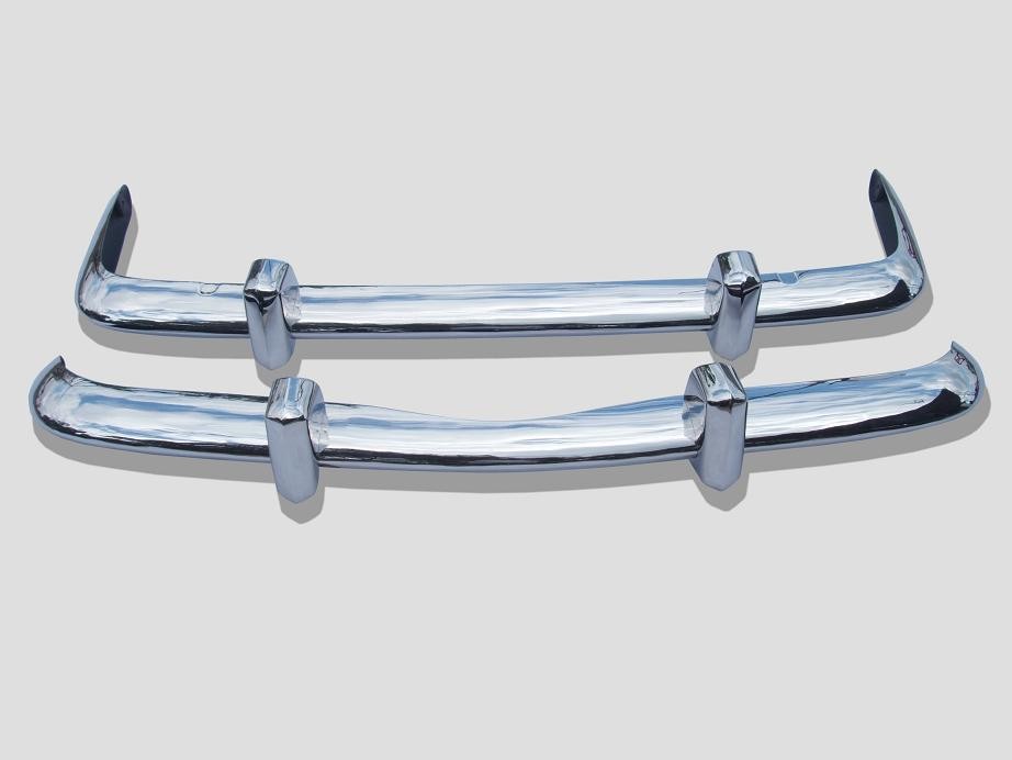 Stainless Steel Bumper Bars Karman Ghia EU Style With Overriders 56-71 PAIR