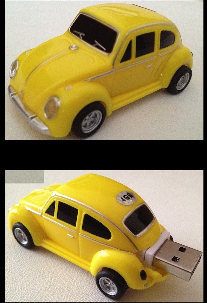 VW Beetle Car USB Memory Stick Flash Drive 4Gb  Yellow