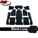 TMI Carpet Kit 10pc Bug 58-67 RHD w/Footrest Premium Black Loop with binding