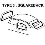 VW Type 3, Squareback CAL RUBBER KIT , 4 PC