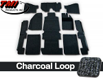 TMI Carpet Kit 10pc Bug 68-70 RHD w/Footrest Premium Charcoal Loop W/binding