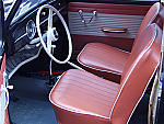 TMI VW Seat Upholstery, 1958-66 Bug, Front & Rear, OEM smooth Brick Red with white piping